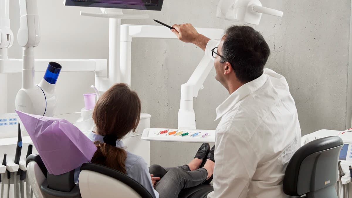 Dentist with a patient in a modern dental clinic